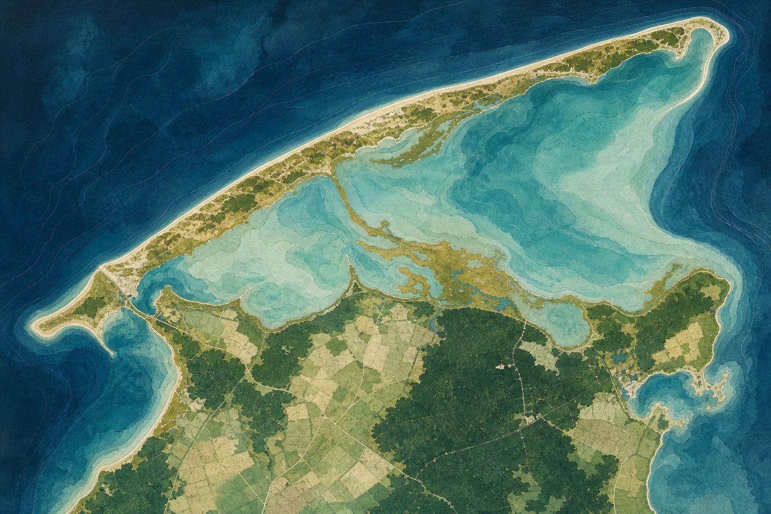 Übersichtskarte der Routen zwischen Ostsee, Darßwald und Boddenlagunen